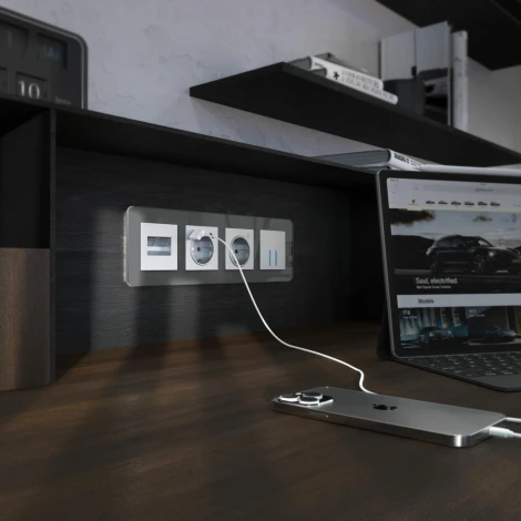 Рамка на 4 поста Elite (графит, стекло) Werkel W0042440 (a057881)