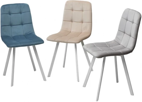 Стул M-City РИЧИ, цвет H-09 Светло-серый, велюр / белый каркас