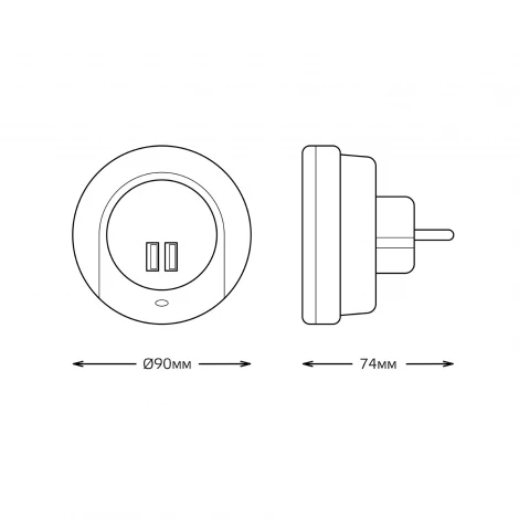 Ночник с USBх2 Gauss NS001