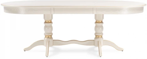 Деревянный стол Woodville Дейвер 160(220)х100 слоновая кость / золото 515968