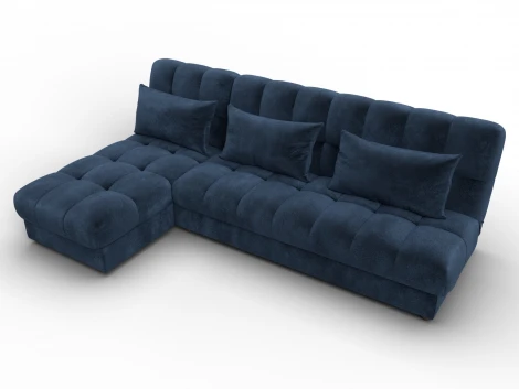 Диван угловой Лига-116 НПБ угол левый (ДСП,ЛДСП,Велюр/Синий) Лига Диванов 136948L