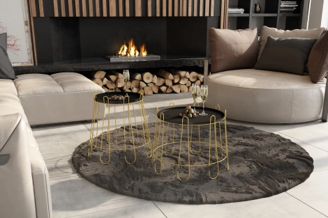 Столик журнальный Sheffilton SHT-CT6/CT6-2 золото/черный муар