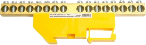 Шина заземления на изоляторе на DIN-рейку 16 выводов (желтый) Stekker 49557