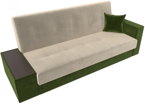 Диван-книжка Лига-020 стол слева (Бежевый,Зеленый/Микровельвет) Лига Диванов арт.118491L