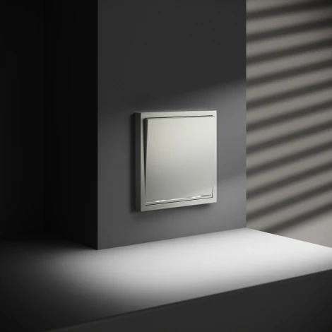 Проходной переключатель одноклавишный с подсветкой (сталь) Voltum S70 VLS010405