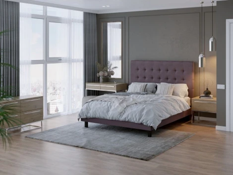 PROxSON Кровать Madrid Boxspring Lift (Ткань: Рогожка Тетра Слива) 180x200