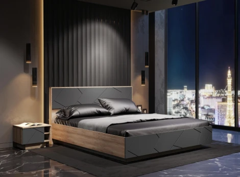 Двуспальная кровать Woodville Диамо КР 02 180х200 софт графит / дуб каньон 546001