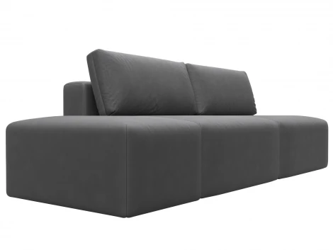 Диван прямой модульный с пуфом Лига-060 НПБ (ЛДСП,Брус,Фанера/Пластик/Замша/Серый) Лига Диванов 129667