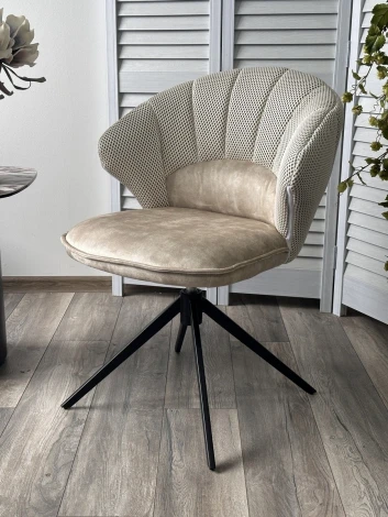 Стул ASTRA 360 град. поворот Белый Sonic 23 ткань / 7525-01 велюр / черный каркас, ®DISAUR (арт.621M05767)