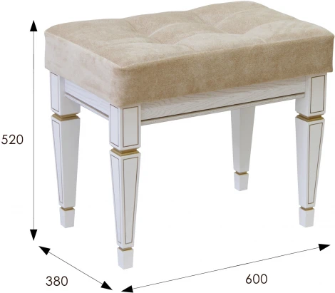 Банкетка Васко В 97Н белый ясень/золото от фабрики Mebelik