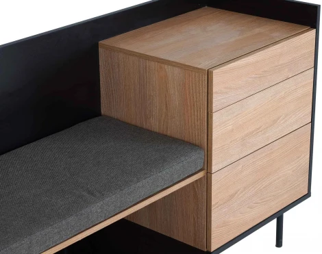 Комод со скамьей слева Look ОГОГО (арт.843400), (ЛДСП/Черный)