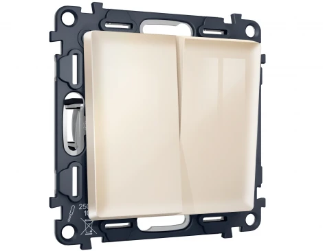 Комплект механизма двухклавишного перекрестного выключателя встраиваемый (бежевый глянец) Ambrella Volt QUANT MA303030