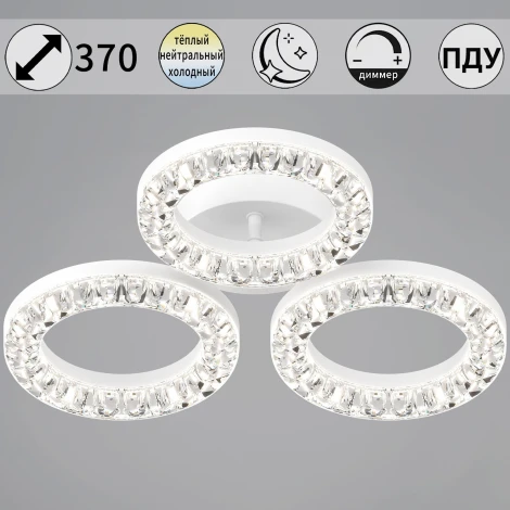 Потолочная люстра светодиодная на штанге с пультом регулировкой цветовой температуры, яркости и ночным режимом Reluce 09847-0.3-03A WH