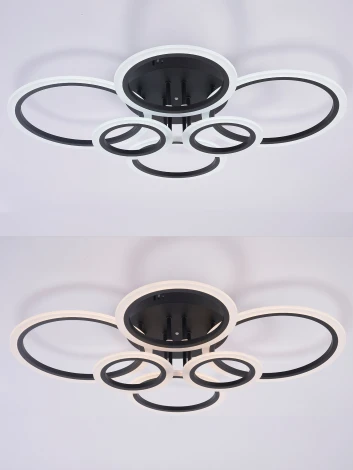 Потолочная люстра светодиодная с пультом ДУ 132W, черный, LED Natali Kovaltseva Home LED LAMPS 81440 (регулировка яркости, 220V, кольцо)