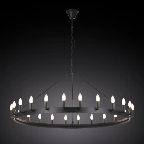 Подвесная большая люстра Citilux Смитсон CL470124 (220V, на цепи, свеча, круглые, под старину, кольцо)