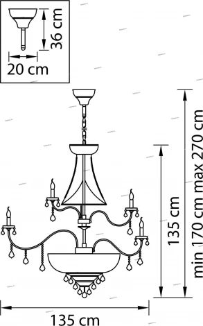 Подвесная большая люстра Osgona Classic 700511 (220V, хрусталь, на цепи, подсвечник, свеча)