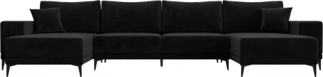 Диван П-образный Льюес (Черный/Велюр) Лига Диванов арт.122414