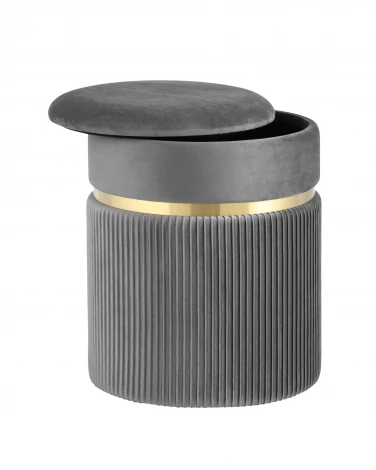 Пуф Миранда с ящиком серебро велюр серый УТ000036071