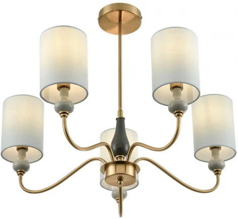 Потолочная люстра на штанге Lumion Anri 6590/5 латунь/мятный зеленый, металл, керамика/текстиль E14 5*40W 220V