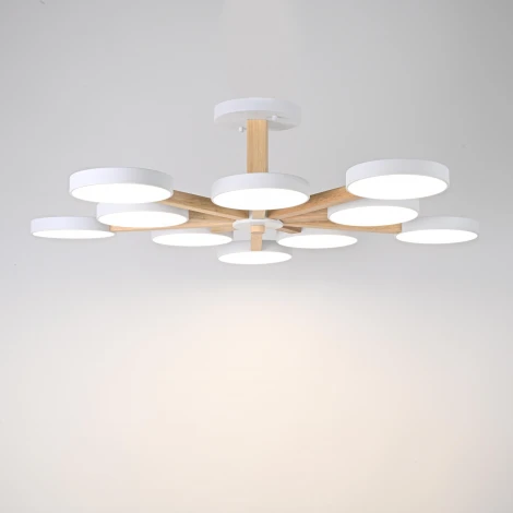 Потолочная люстра Wi-Fi на штанге Turna L10 White By ImperiumLoft Turna-B01 (LED, 220V, голосовое управление, умный дом - Алиса)