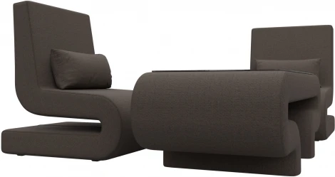 Набор Волна-3 (стол, 2 кресла) (Коричневый/Рогожка) Лига Диванов арт.125332