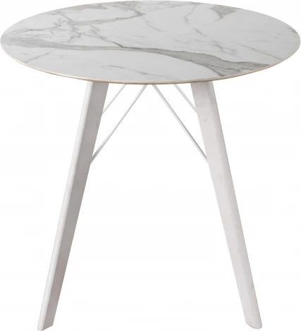 Стол обеденный обеденный JET CERAMIC круглый d-80 (Дерево бук, Выбеленное)