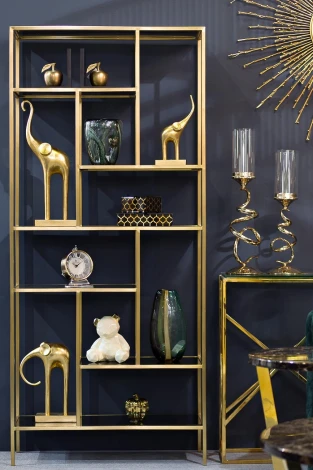 46AS-SH1452-GOLD Стеллаж золотистый/темн.ст. 80*35*180см Garda Decor