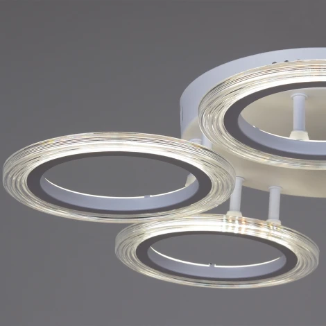 Потолочная люстра светодиодная на штанге с пультом Reluce 09812-3.3-05A WH (ночной режим, 220V, кольцо)