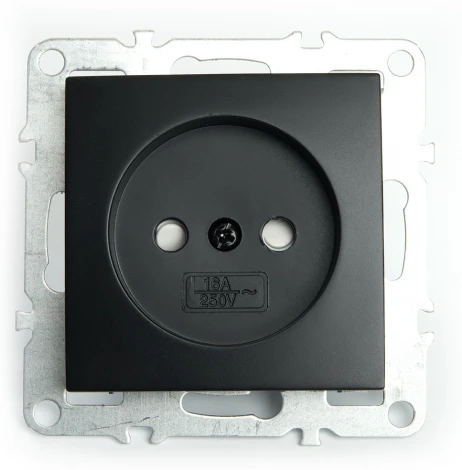 Розетка без заземления со шторками (черный) Stekker Эрна 49153