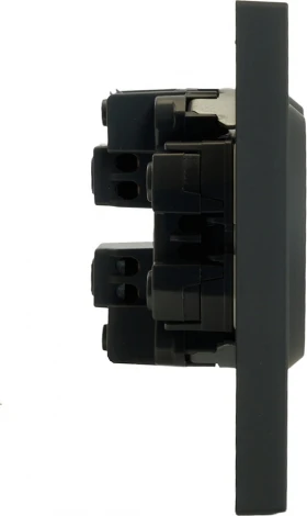 Розетка двойная без заземления со шторками (черный) Stekker Эмили 49851