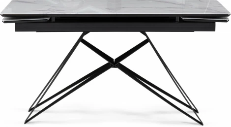 Стол стеклянный Notta Блэкберн 140(200)х80х75 белый мрамор кристл / черный арт.612167