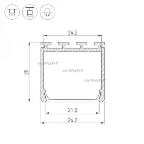 Профиль PLS-LOCK-H25-2000 ANOD (Алюминий) 016386 Arlight