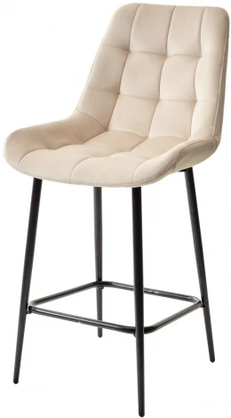 Полубарный стул ХОФМАН, цвет H-06 Бежевый, велюр / черный каркас H=63cm