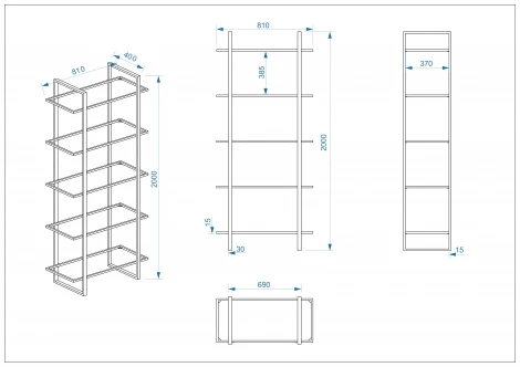 47ED-00400 Стеллаж прозр.стекло/хром 81*40*200см Garda Decor