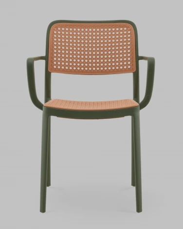 Стул Yona пластиковый с подлокотниками зелёный Stool Group арт.УТ000040845