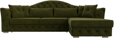 Диван угловой Артис правый угол (Зеленый/Микровельвет) Лига Диванов арт.121596