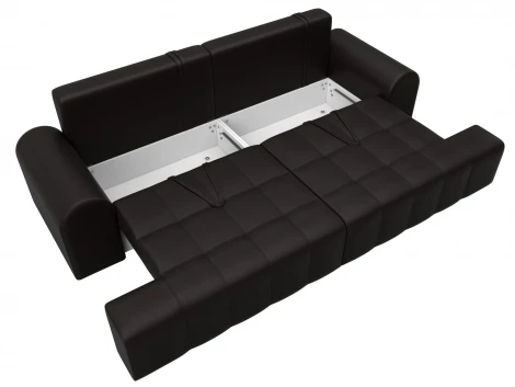 Диван прямой Лига-080 (ДСП/Пластик/Экокожа/Коричневый) Лига Диванов 131121