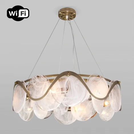 Подвесная люстра Wi-Fi Bogate's Galicia 354/6 Smart (322/6) (220V, управление смартфоном, голосовое управление, умный дом - Minimir Home, Алиса, Маруся, Салют, на тросе, круглые)