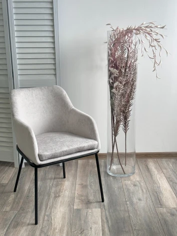 Стул M-City АЛИСТЕР, цвет RAIN 16 пыльный серый, велюр / черный каркас