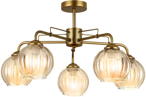 Потолочная люстра на штанге Escada Clever 1135/5P 5x60Вт E27, металл/стекло, шампань (220V)