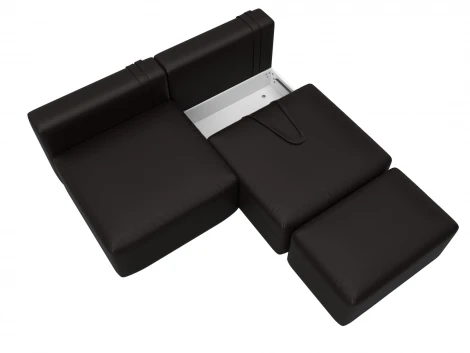 Диван прямой модульный с пуфом Лига-060 НПБ (ЛДСП,Брус,Фанера/Пластик/Экокожа/Коричневый) Лига Диванов 130053