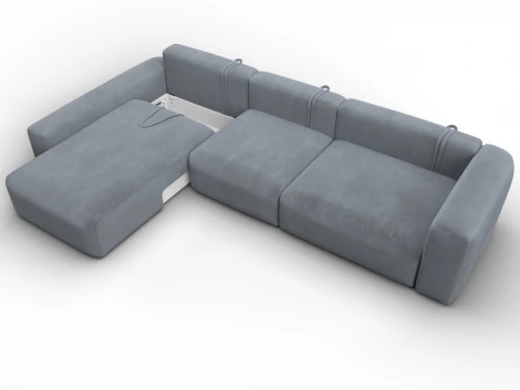 Диван угловой Лига-066 НПБ Лонг угол левый (ЛДСП,Фанера,Брус,Велюр/Серый) Лига Диванов 131228L