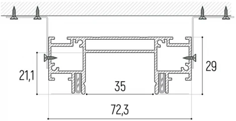 Интрудер (профиль) для встраивания однофазного трека в натяжной потолок, длина 2м Novotech 135192