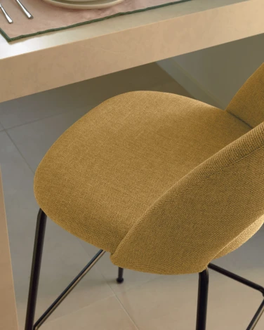 Барный стул La Forma (ex Julia Grup) Mahalia (Черный,Горчичный/ Металл,Пена,Сталь,Фанера)