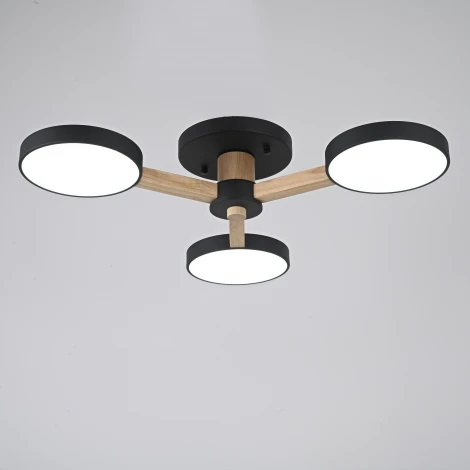 Потолочная люстра Wi-Fi на штанге Turna 3 Black By ImperiumLoft Turna01 (LED, 220V, голосовое управление, умный дом - Алиса)