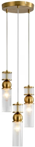 Подвесной светильник Lumion Denver 8276/3A латунь/прозрачный, металл/стекло Е14 3*40W 220V (на проводе)