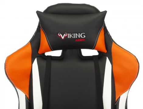 Кресло игровое Zombie VIKING TANK черный/оранжевый/белый эко.кожа с подголов. крестовина металл