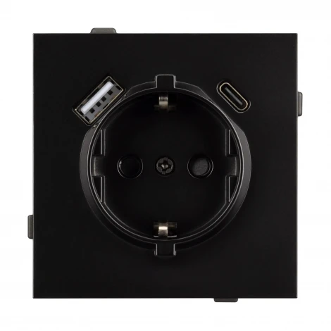 Механизм розетки с USB зарядкой SCT-TENDO-MUAC-PL-BK (230V, 16A) (Arlight, Черный) 054087