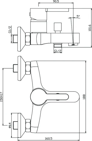 Смеситель Olive'S Torres 17201TR для ванны с душем