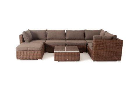 Трансформирующаяся лаунж-зона из искусственного ротанга, цвет коричневый 4SIS Лунго LS5O1T1-7-SET brown